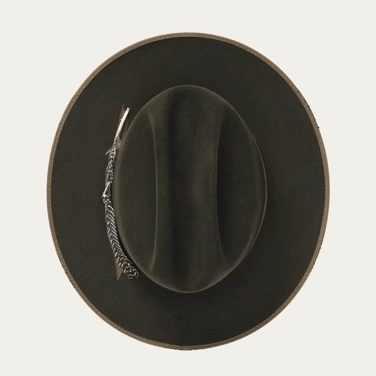 Fur Felt Western Hat, Sage, 4 1/4 in Crown, 2 3/4 in Brim - 1865 Distressed Open Road Royal Deluxe