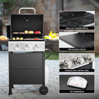 MASTER COOK 3-Burner Propane Gas Grill, 30,000 BTU, Black