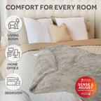 Sunbeam Heated Electric Microplush Throw Blanket, Light Gray, 4 Heat Settings, 50 x 70 in