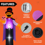 Joyfy 12 ft Giant Halloween Inflatable Pumpkin Ghost Vampire with Skull Decoration with Built-in LEDs, Ghost Halloween Decorations Outdoor Blow Up Yard Lawn Decoration