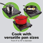 Portable Single Induction Cooktop Countertop Burner, 1800 Watts, 10 Temperature Settings, Black - 34104
