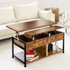 MONVANE Lift Top Coffee Table With Storage, 40 in, Rustic Brown
