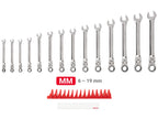 TEKTON Flex Head 12-Point Ratcheting Combination Wrench Set, 14-Piece (6-19 mm) - WRC95302