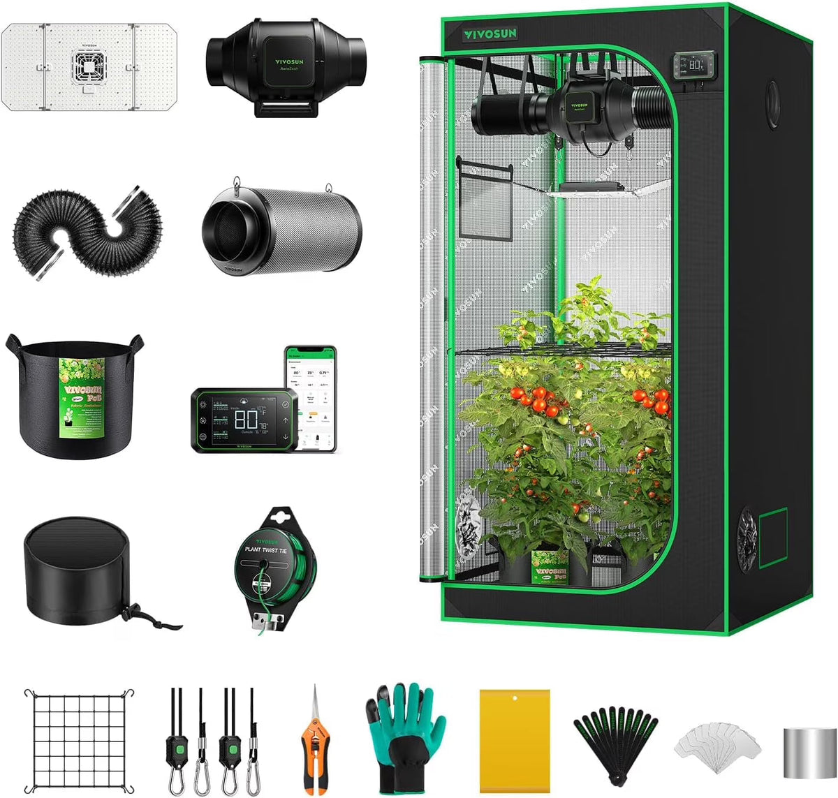 VIVOSUN Smart Grow Tent System Kit, 24x24x48 in, 100W LED, WiFi-Integrated - GIY GrowHub E42A