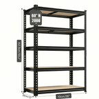 UBERLYFE Heavy Duty Garage Shelving Unit, 2000 lbs Metal Storage Shelves, 5-Tier Adjustable Steel Shelving Rack, Freestanding Garage Storage Rack