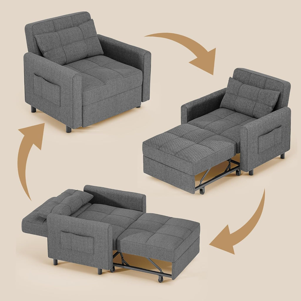 3-in-1 Convertible Pullout Sleeper Chair Bed - 75in x 26in x 17in