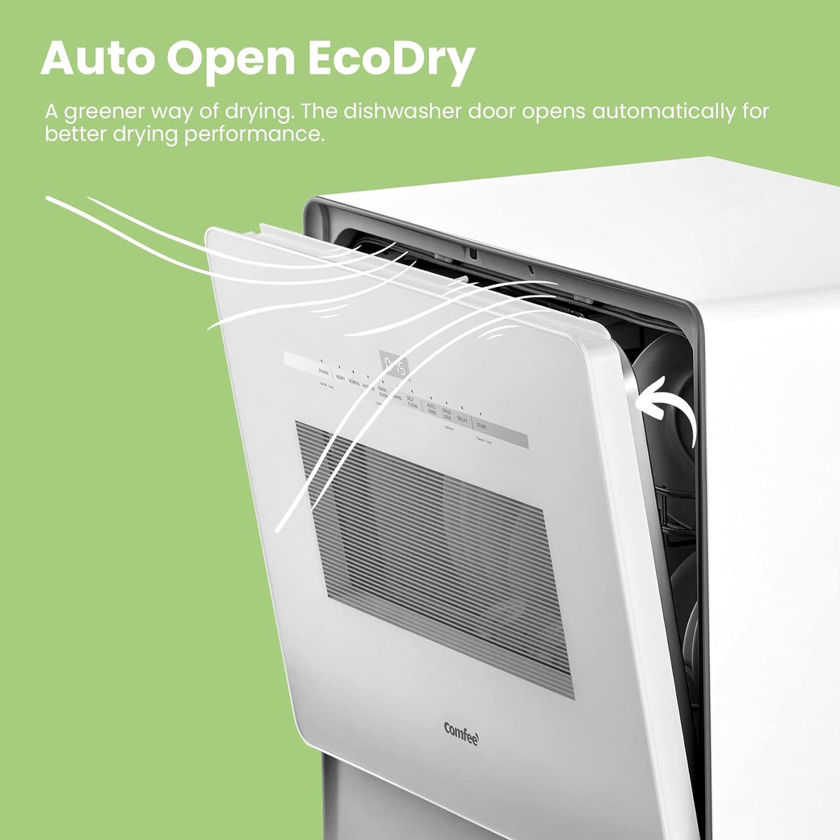 COMFEE' Portable Countertop Dishwasher, 5L Built-In Water Tank, 6 Programs, White - CDC17P0AWB