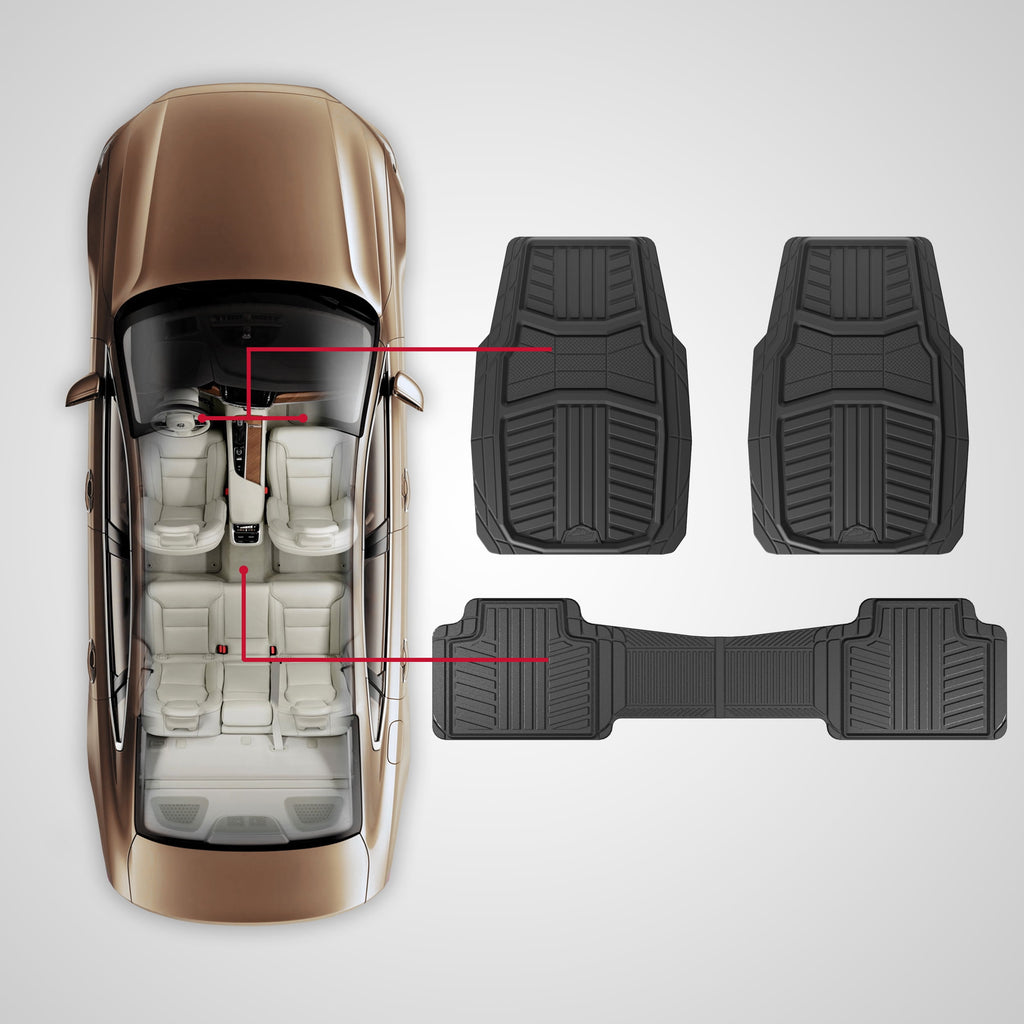 Armor All All-Season Full Coverage Floor Mats for Cars, Trucks, and SUVs, Black, 3-Piece