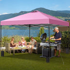 Ainfox 12'x12'Pop Up Canopy Tent Center Lock Windproof UV Shelter Wheeled Bag for Outdoor Events Parties Camping,Pink