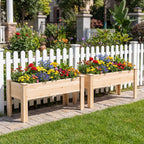 Costway Raised Garden Bed Elevated Planter Box Wood for Vegetable Flower Herb