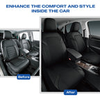 Skechers Premium Leather Car Seat Cover – Front Seat, Durable, Breathable, Universal Fit for Cars, SUVs, and Trucks - Black