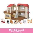 Calico Critters Red Roof Country Home Dollhouse Playset With Figures, Furniture And Accessories