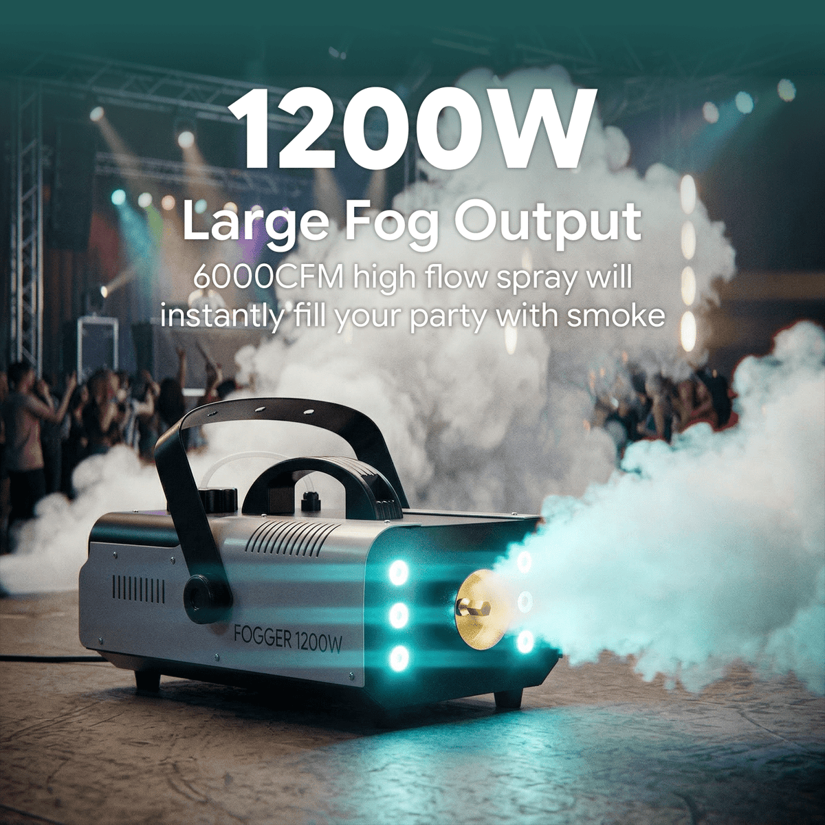 Halloween Fog Machine Smoke Machine 1200W with RGB LED Lights & Remote - Haze Smoke Generator for Halloween, Party, Stage, DJ, Club