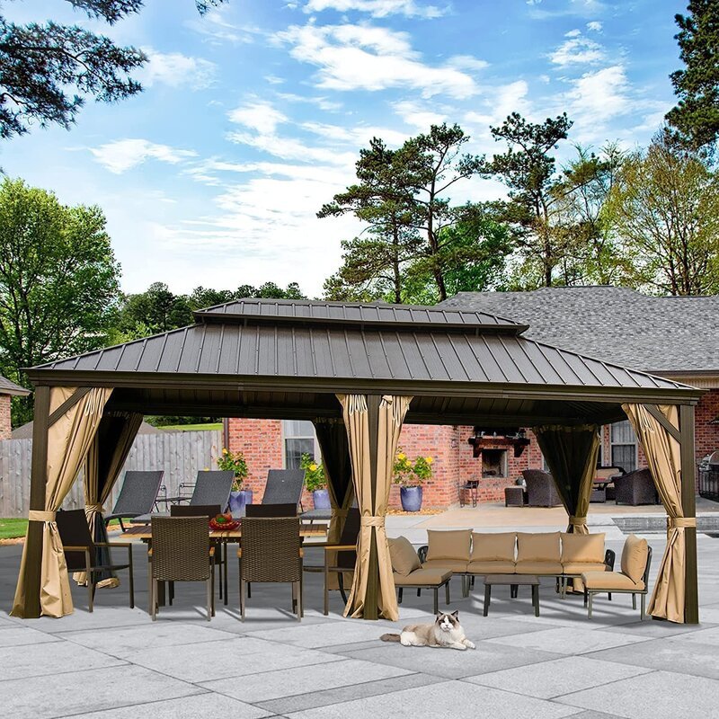 Calaro Galvanized Steel Patio Gazebo, 19.5 Ft. W x 11 Ft. D