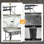 Arlopu Rectangular Patio Dining Table With 5mm Tempered Glass Top