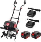 MZK 40V 12-Inch Cordless Garden Tiller Cultivator With 2 x 4.0Ah Batteries And Fast Charger