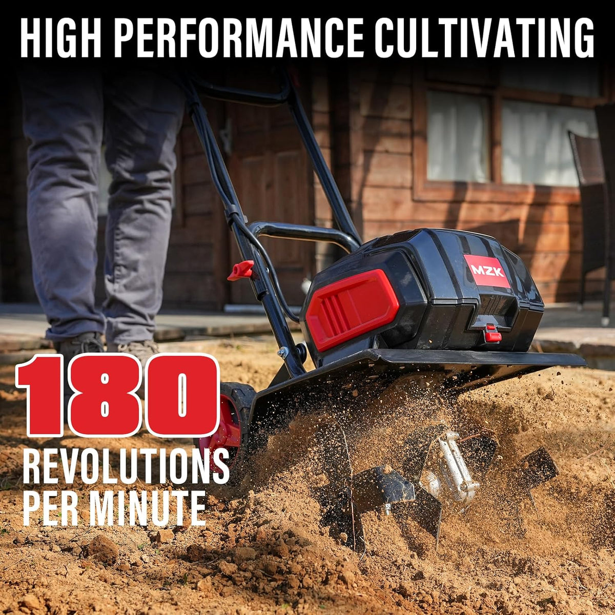 MZK 40V 12-Inch Cordless Garden Tiller Cultivator With 2 x 4.0Ah Batteries And Fast Charger