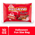 100 Grand Fun Size Halloween Chocolate Candy Bars, Halloween Candy Bulk, Crispy Crunchies and Milk Chocolate with Rich Caramel, 10 oz