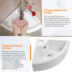 HOROW Sink Ceramic Wall Mount Bathroom Corner Small White 18"