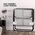 EconoHome Folding Bed With 5-Inch Memory Foam Cot Mattress, 75x31 - Portable Rollaway Bed