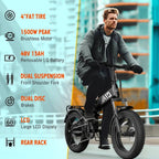 TST 4.0 Fat Tire Foldable Electric Bike, 48V 13Ah, 750W, 20 inch, Black