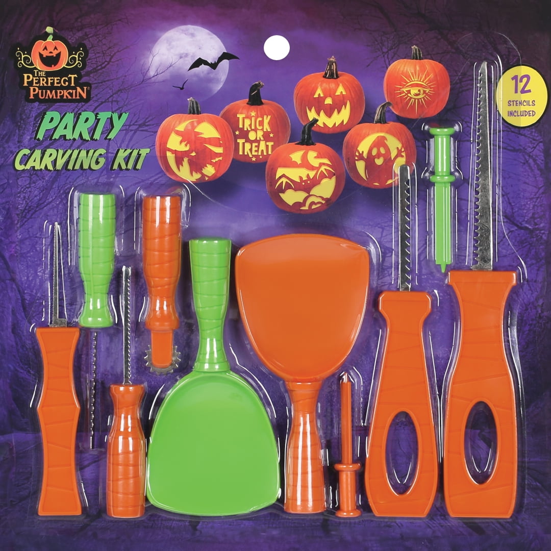 Seasons Pumpkin Carving Kit, Tools and Accessories for Halloween with 12 Stencils