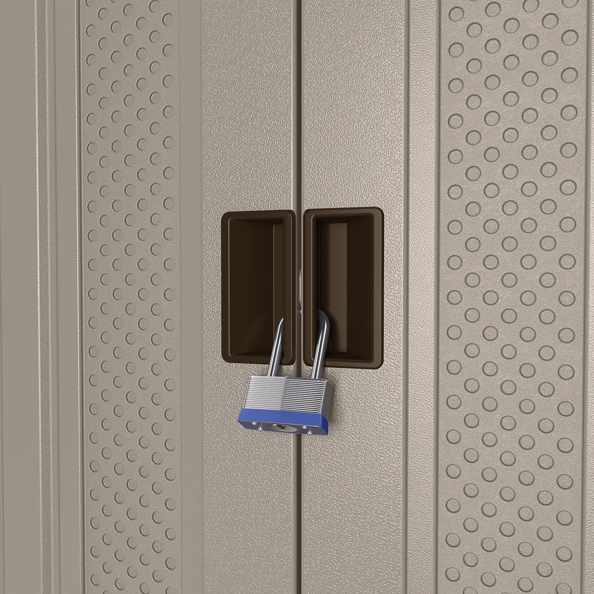 Suncast Mega Tall Resin Outdoor Storage Cabinet With 3 Shelves, Platinum Metallic