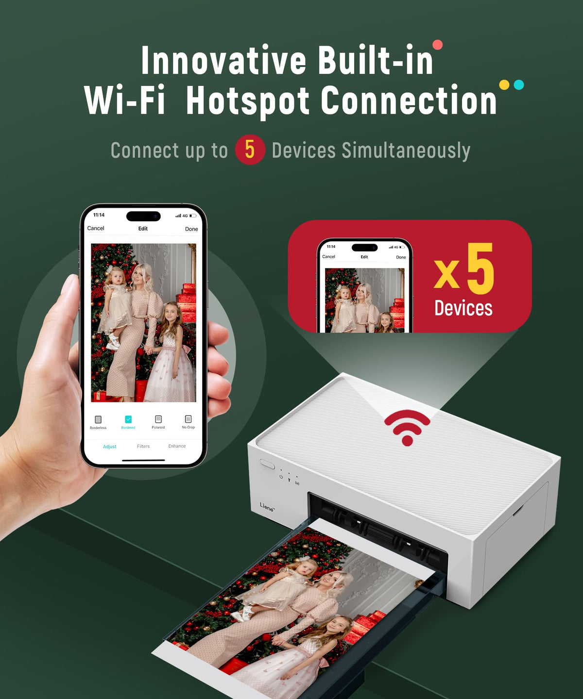 4x6 Photo Printer with Wi-Fi, 100 Sheets, Thermal Dye-Sublimation - Compatible with iPhone and Android
