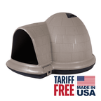 Petmate Indigo All-Weather Portable Medium Plastic Outdoor Igloo Dog House, 37.5"L For Dogs 20 to 50 lb, Taupe & Black