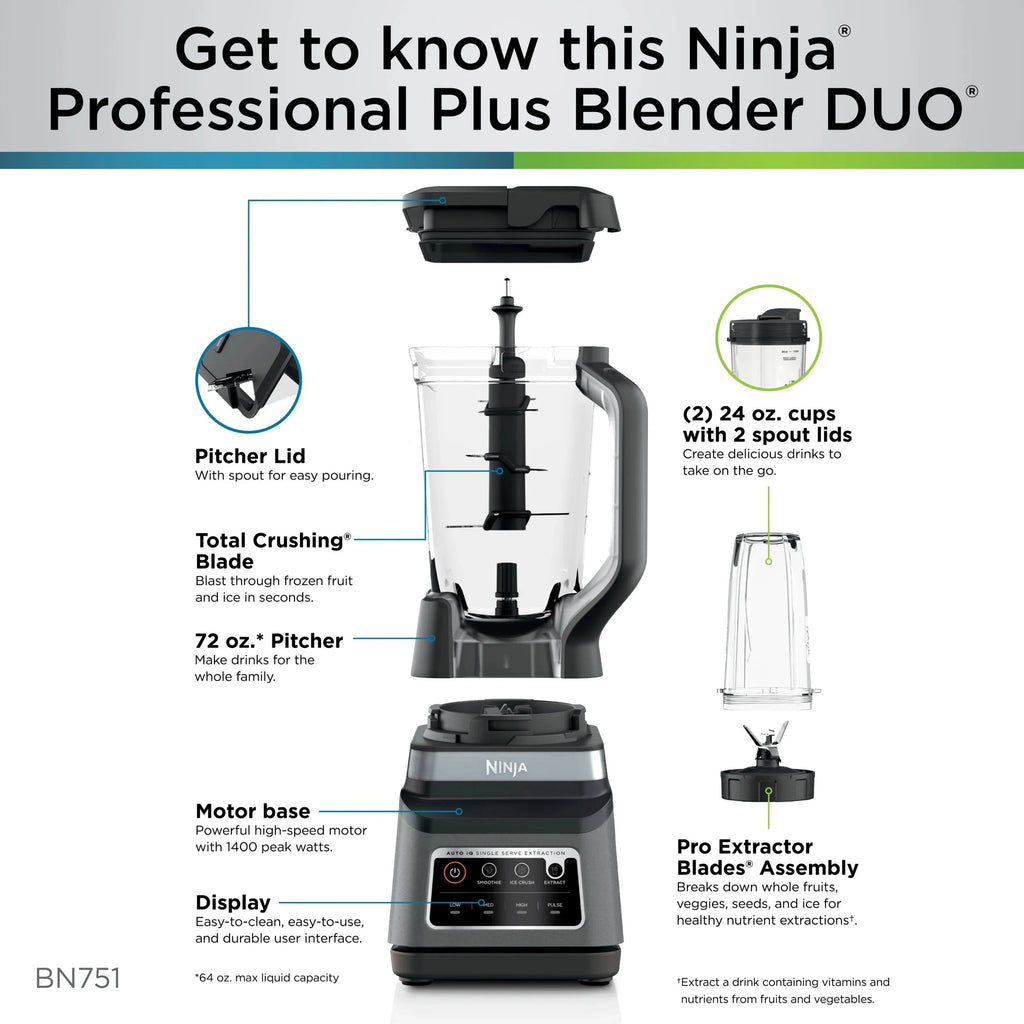 Ninja 1500 W 72 oz Blender, Black - BN751