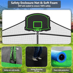 Trampoline With Enclosure Net And Adjustable Basketball Hoop - 8ft, 10ft, 12ft, 14ft, 15ft, 16ft
