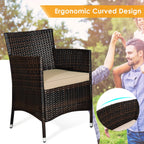 Gymax 4PCS Patio Rattan Outdoor Furniture Set w/ Cushioned Chair Loveseat Table