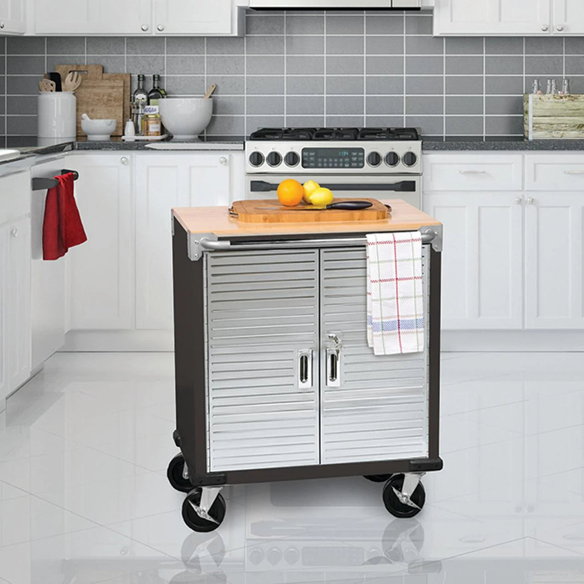 Seville Classics UltraHD 2-Door Rolling Cabinet, 28 in W x 18 in D x 34.5 in H