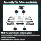 Kojem 64" Universal Roof Rack Basket, Expandable Cargo Carrier, Car Top Luggage Storage Holder, SUV 250Lbs Black