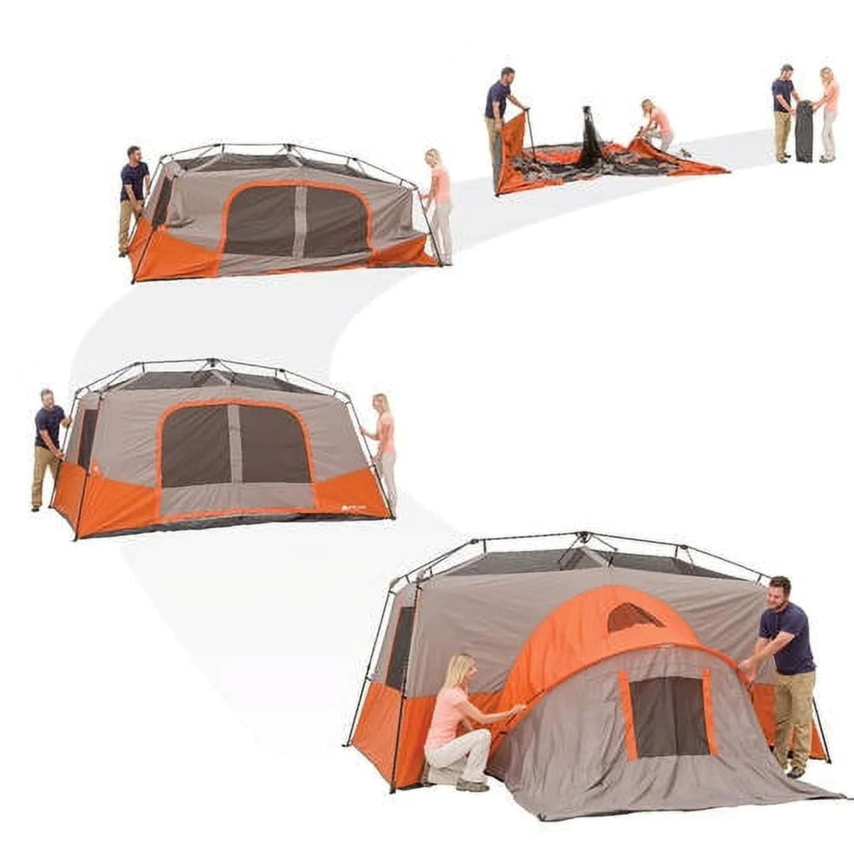 Ozark Trail 11-Person Instant Cabin Tent with Private Room, 3-Room Family Camping Tent with Awning