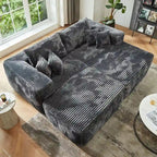 HOOOWOOO Plush L-Shaped Sectional Sofa With Removable Ottoman, 3-Piece, 80L x 69.3W x 35.4H x 59D