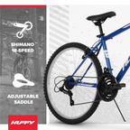 Huffy 26” Rock Creek Mountain Bike, Fits Riders 60”+, Blue, Adult, Men’s