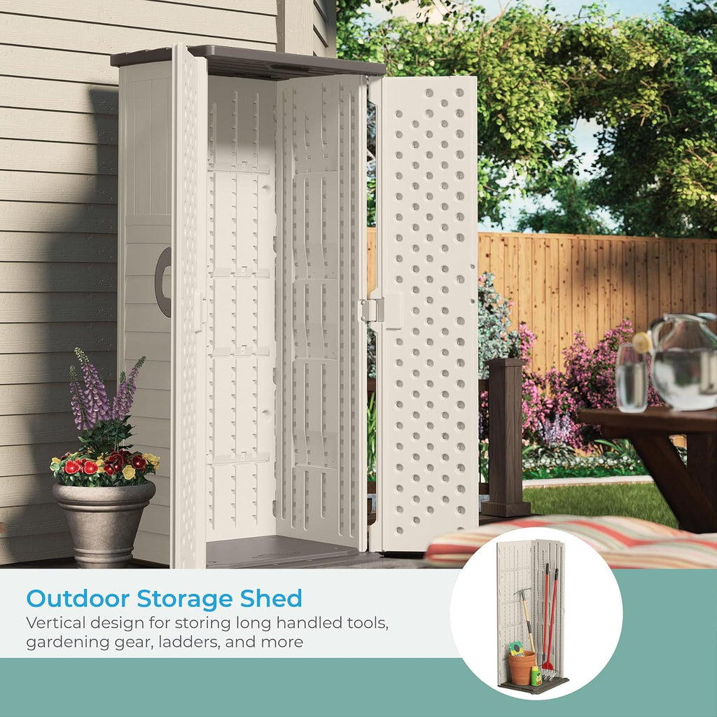 Suncast Vertical Outdoor Storage Shed - Vanilla
