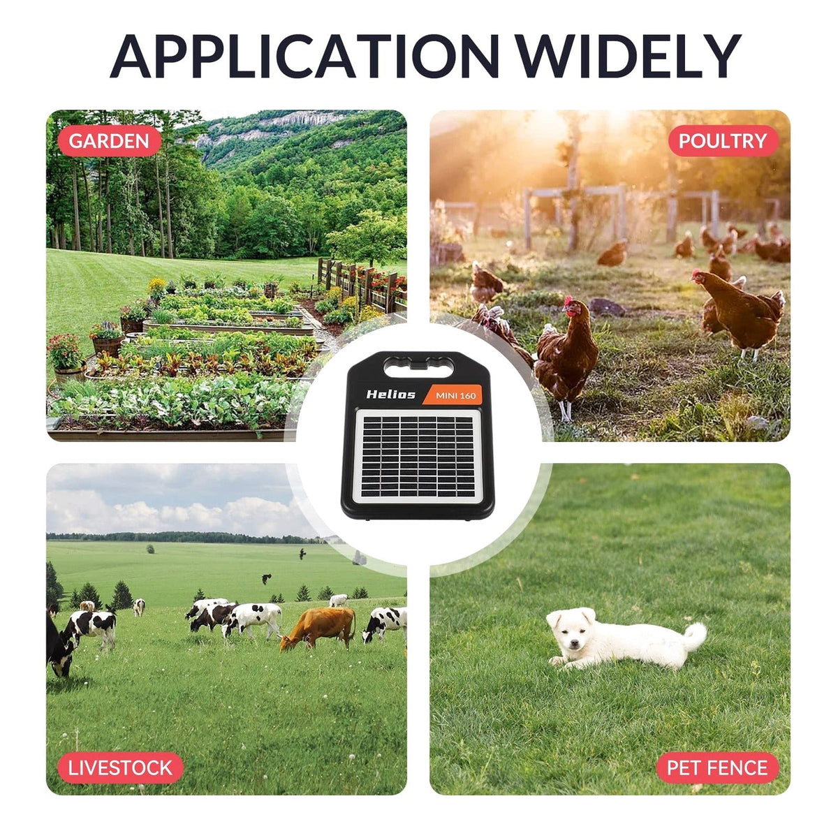 ANDMON Solar Electric Fence Charger, 10 Miles, 0.16J, Day/Night Mode - MINI160
