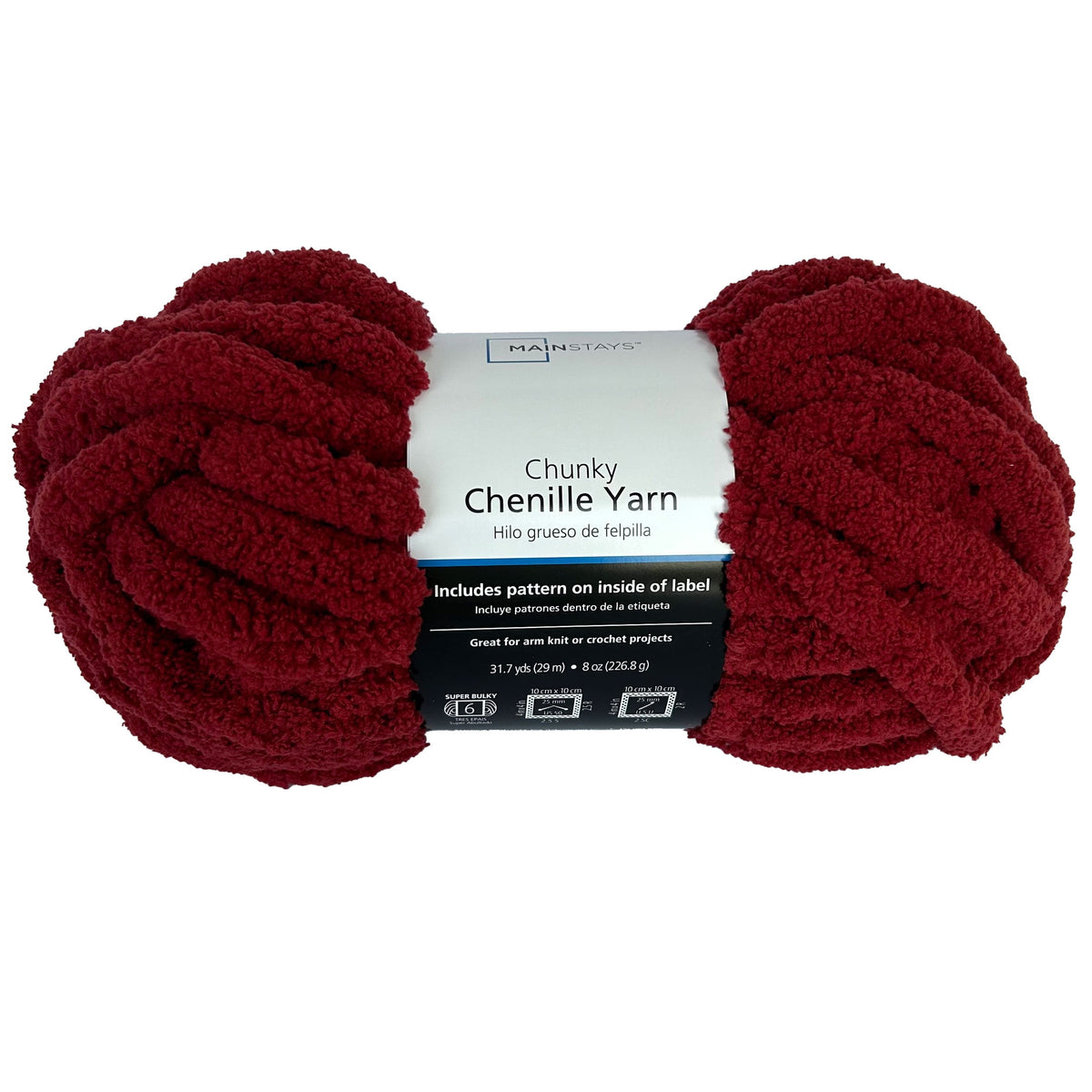 Mainstays Chunky Chenille Yarn, 31.7 yd, 100% Polyester, Super Bulky