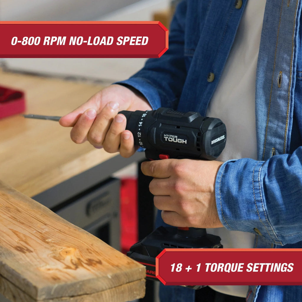 Hyper Tough 20-Volt Max Lithium-Ion 1.5Ah 70-Piece Cordless Drill Project Kit with Battery and Charger