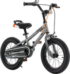 Royalbaby Freestyle 7 Kids' Bike 14 Inch Gray - Dual Handbrakes, Kickstand, Water Bottle, Ages 3-5