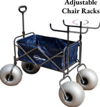 CRESTWALKER Beach Cart With 13in Balloon Wheels, Chair Racks And Pump - Beach Wagon