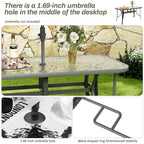 Arlopu Rectangular Patio Dining Table With 5mm Tempered Glass Top