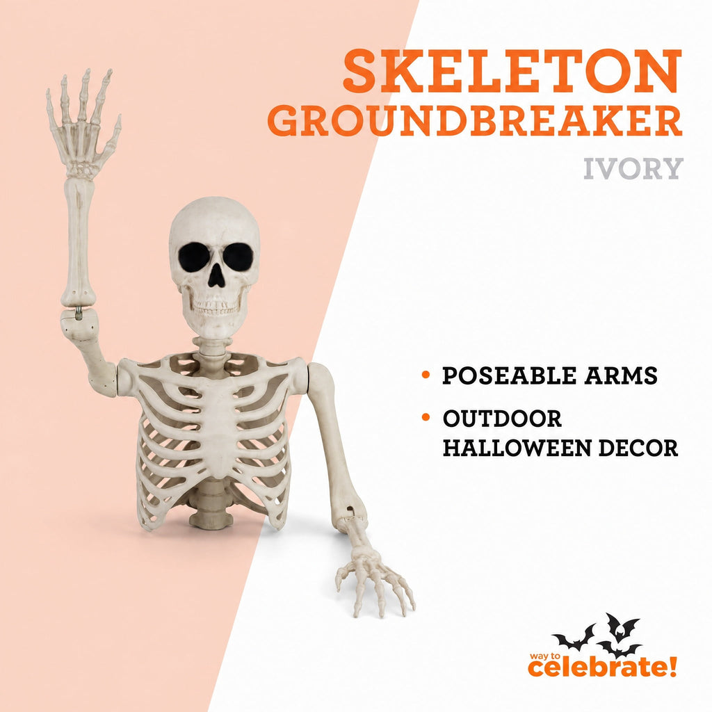 Skeleton Groundbreaker Decoration, Ivory, 46", Halloween by Way To Celebrate