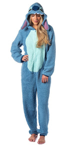 Disney Lilo And Stitch Adult Unisex Stitch Costume Sherpa Fleece One Piece Pajama Union Suit