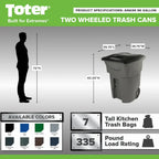 Toter 96 Gallon Trash Can With Smooth Wheels And Lid
