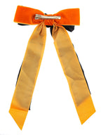 Way to Celebrate Halloween Pumpkin Long Hair Bow, Multicolor, 1 Piece, Alligator Hair Clip