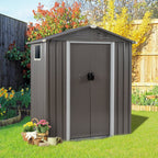 Sobaniilo 5x3x6FT Outdoor Storage Shed Clearance with Lockable Door Metal Garden Shed Steel Anti-Corrosion Storage House Waterproof Tool Shed (Gray)