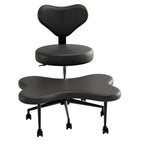 Pinmoco Ergonomic Cross-Legged Swivel Chair, Adjustable Height, Teddy Fabric, Off White
